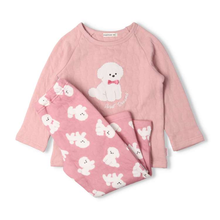 Pomeranian print long sleeve quilted pajamas