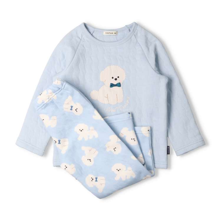 Pomeranian print long sleeve quilted pajamas