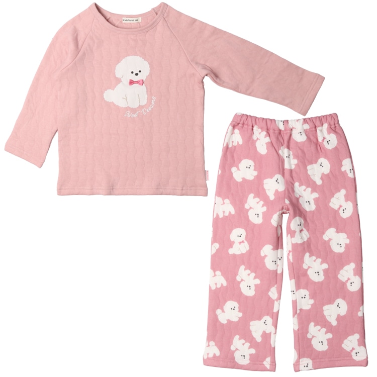 Pomeranian print long sleeve quilted pajamas