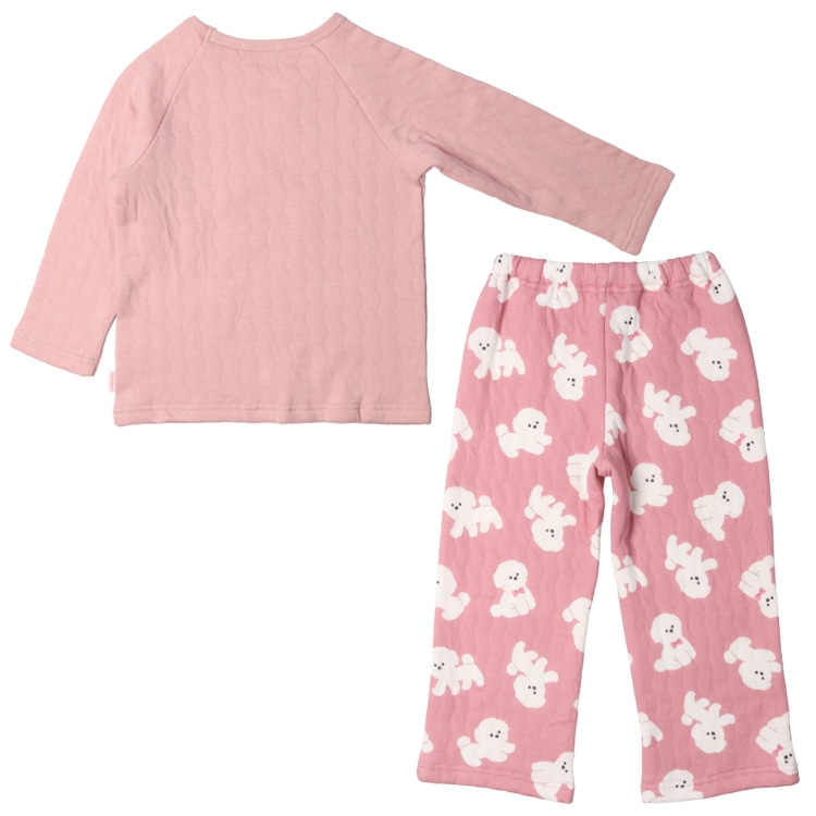 Pomeranian print long sleeve quilted pajamas