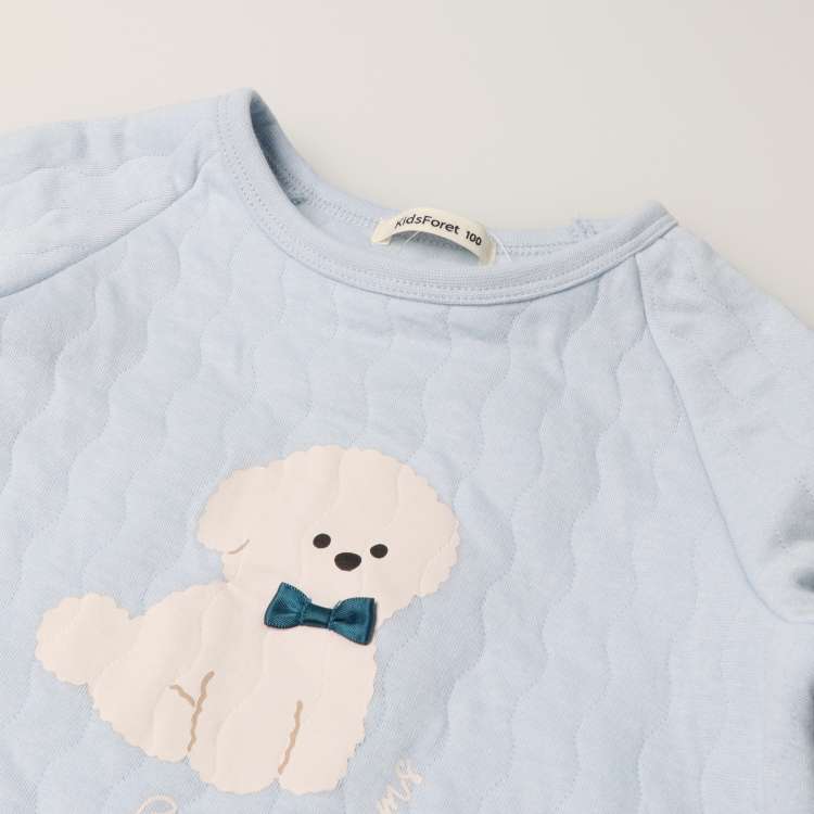 Pomeranian print long sleeve quilted pajamas