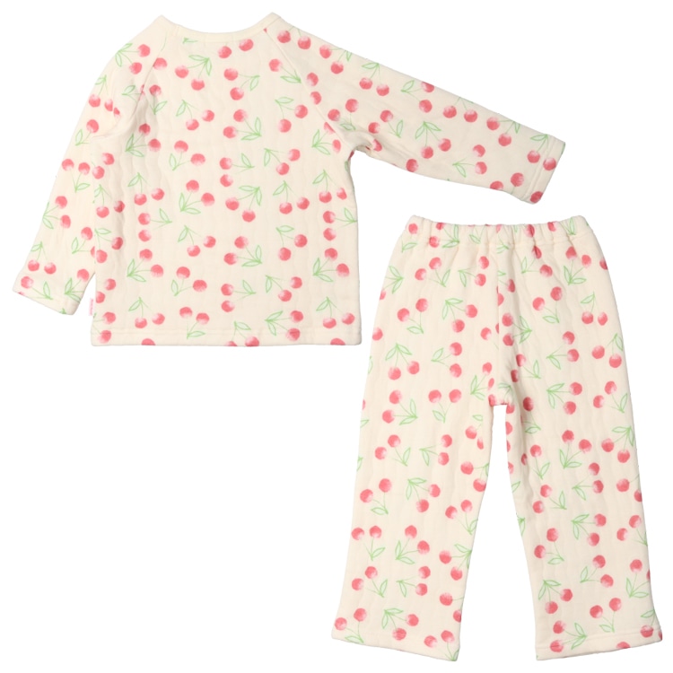 Cherry print long sleeve quilted pajamas