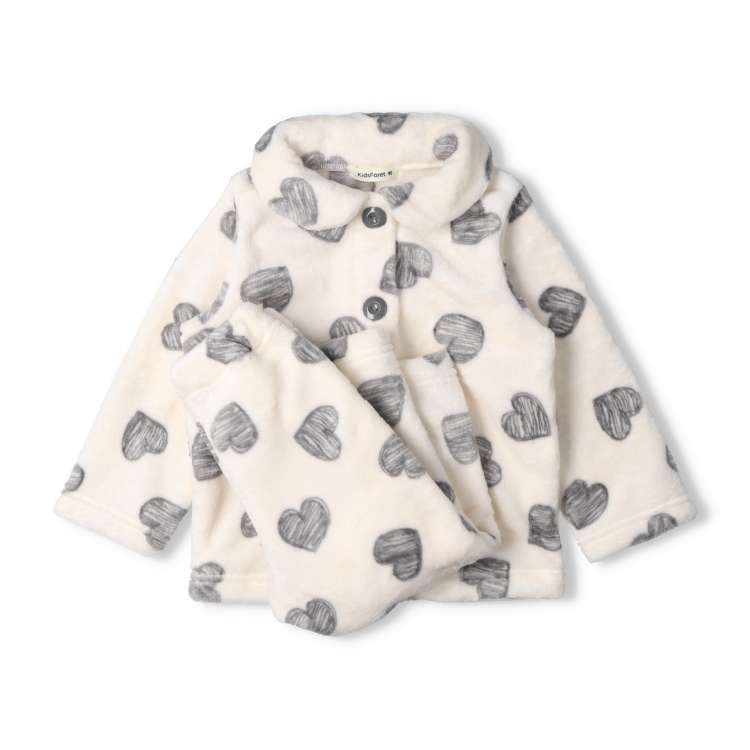 Heart print fleece pajamas