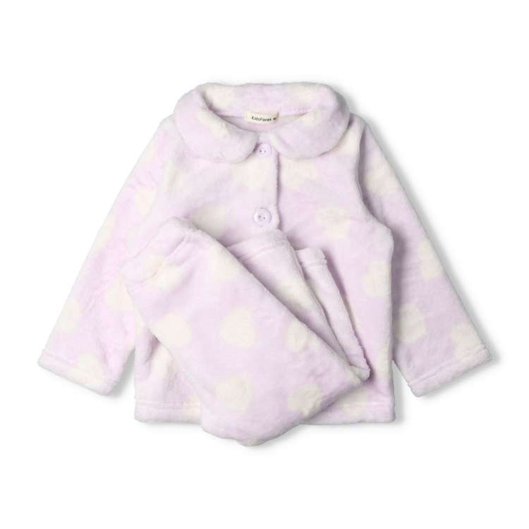 Heart print fleece pajamas