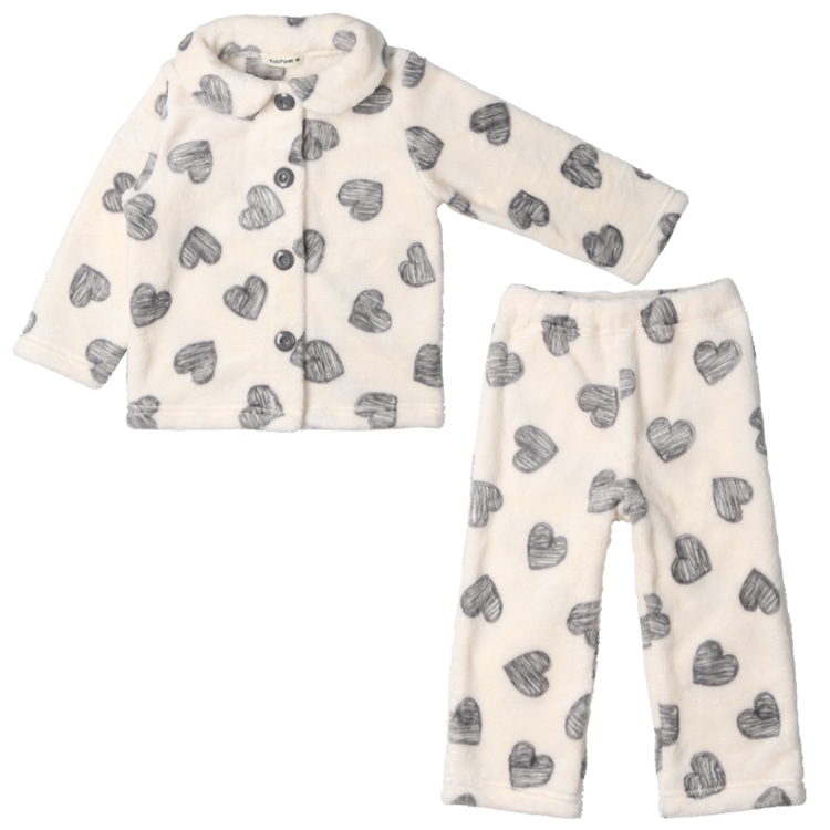 Heart print fleece pajamas