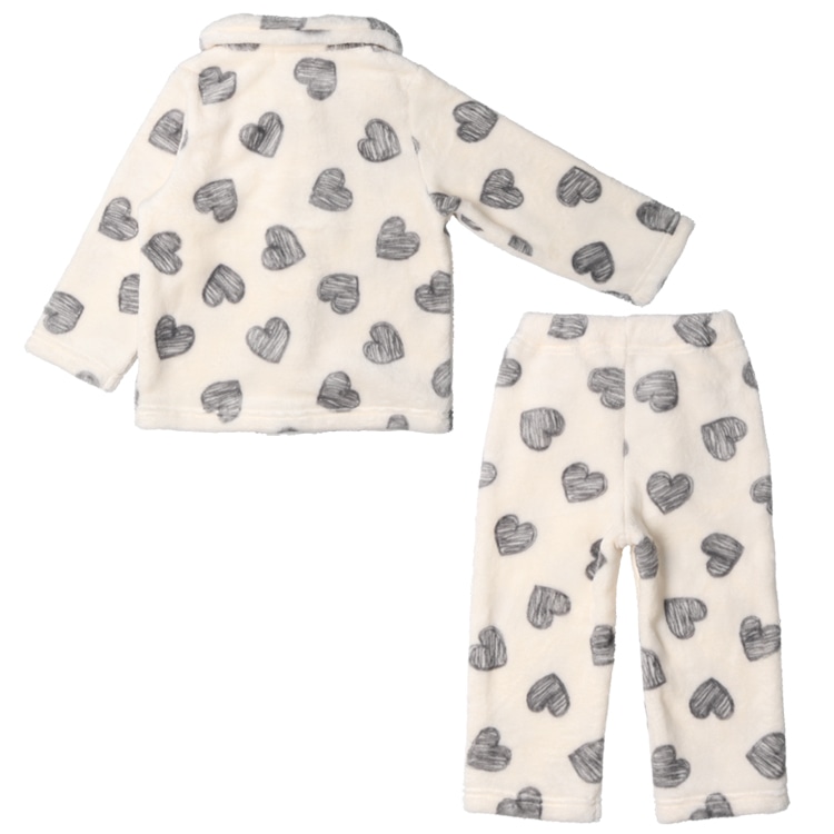 Heart print fleece pajamas