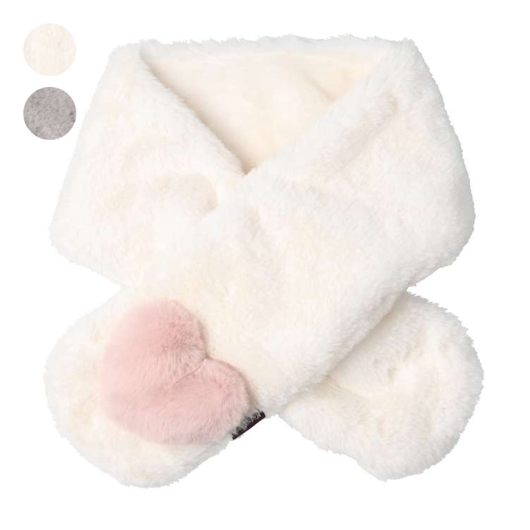 Fluffy heart faux fur muffler