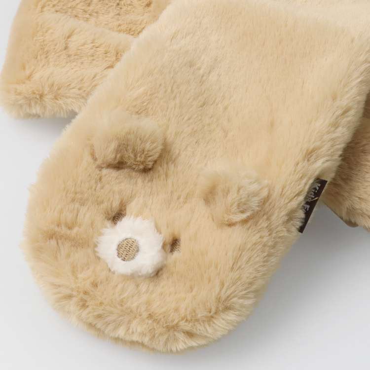 Fluffy bear and rabbit faux fur scarf