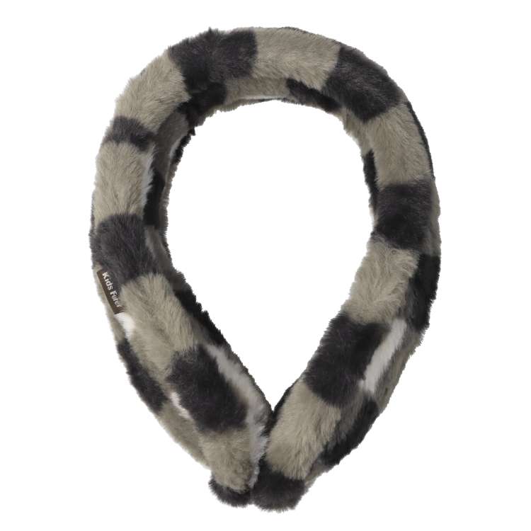 Fluffy checkered faux fur earmuffs