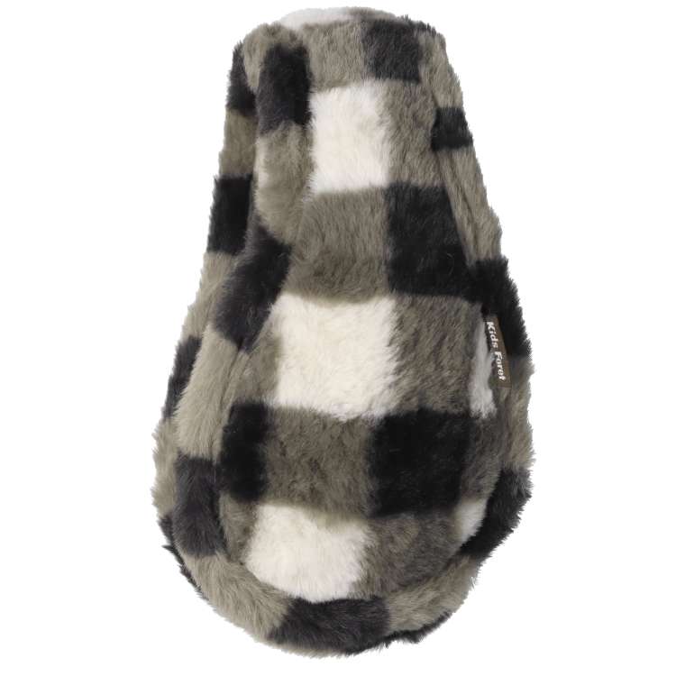 Fluffy checkered faux fur earmuffs