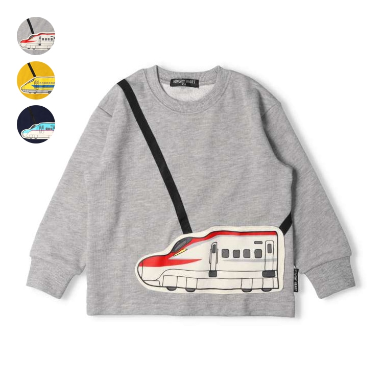 JR Shinkansen Train Pochette Fleece Sweatshirt (Gray, 130cm)