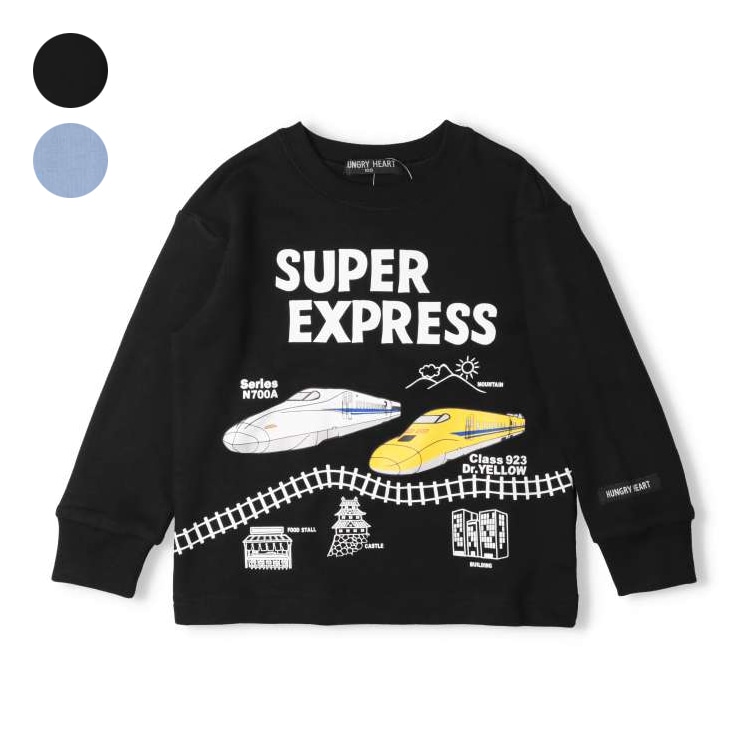 *JR Shinkansen train track fleece sweatshirt (black, 110cm)