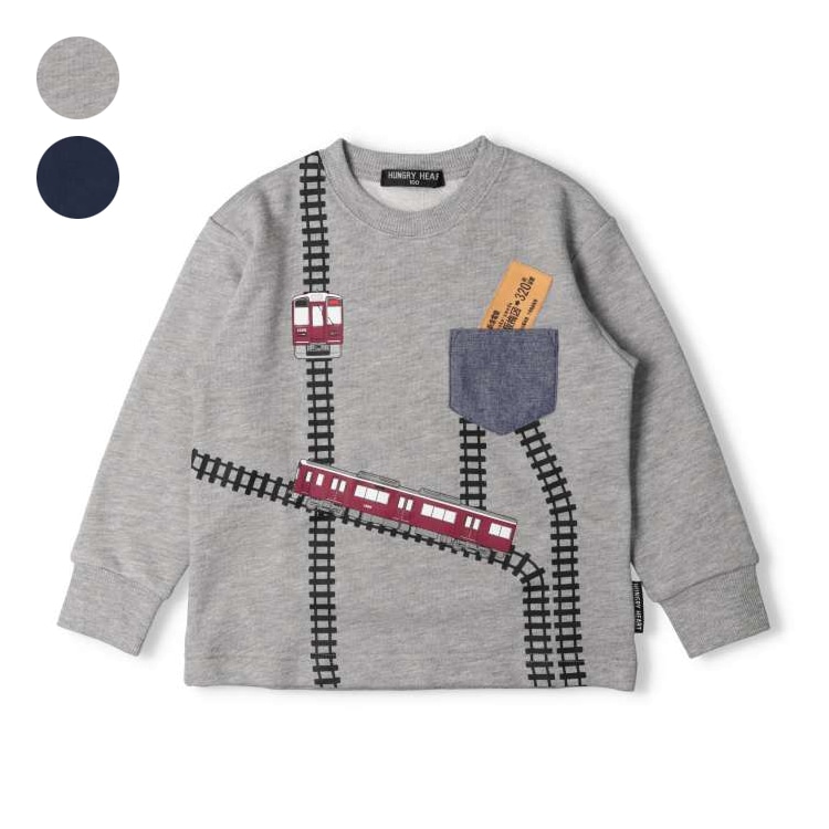 Hankyu Railway Ticket Applique Train Track Fleece Sweatshirt