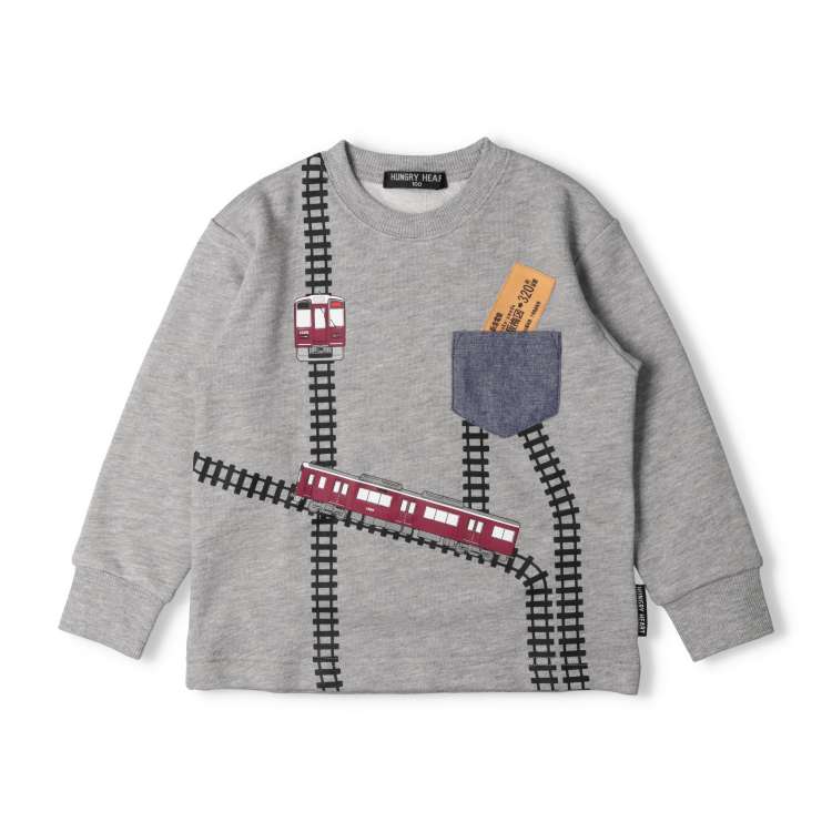 Hankyu Railway Ticket Applique Train Track Fleece Sweatshirt