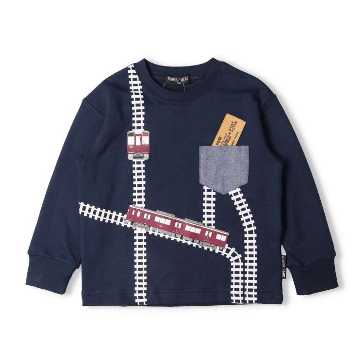 Hankyu Railway Ticket Applique Train Track Fleece Sweatshirt