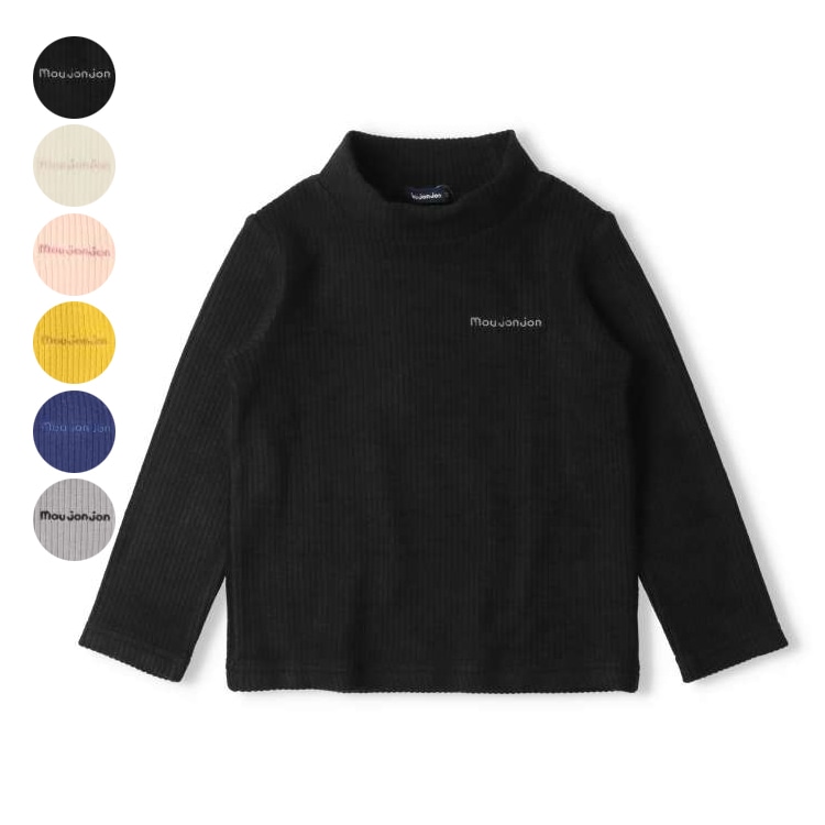 Knit corduroy high neck long sleeve T-shirt