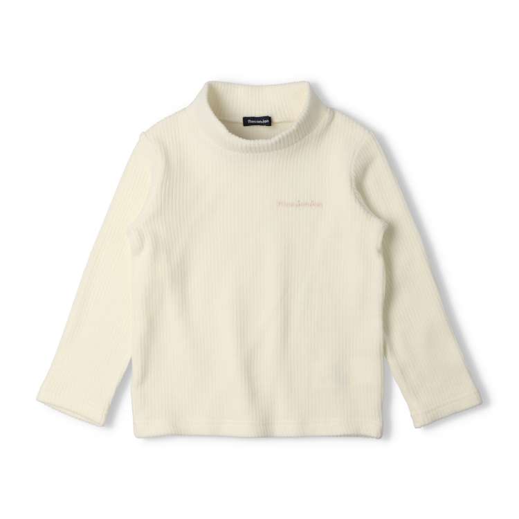 Knit corduroy high neck long sleeve T-shirt