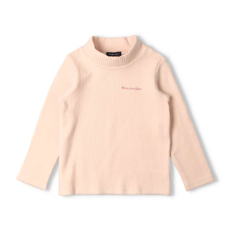 Knit corduroy high neck long sleeve T-shirt