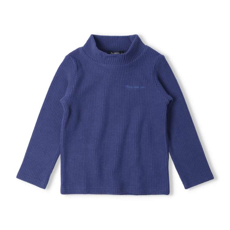 Knit corduroy high neck long sleeve T-shirt