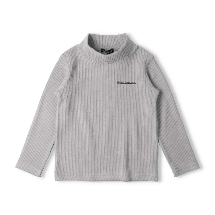 Knit corduroy high neck long sleeve T-shirt