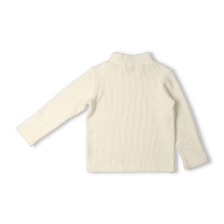 Knit corduroy high neck long sleeve T-shirt