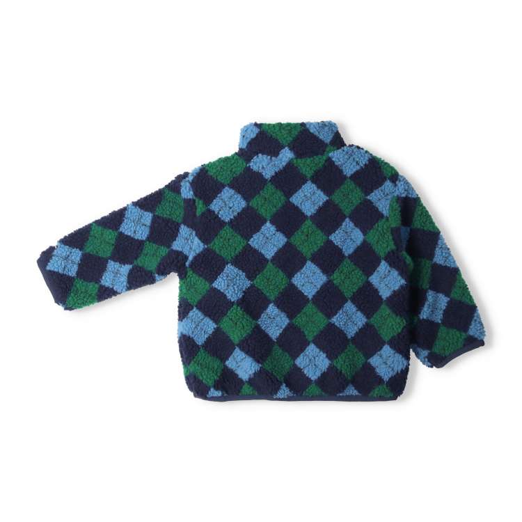 3-color switching argyle pattern boa jacket