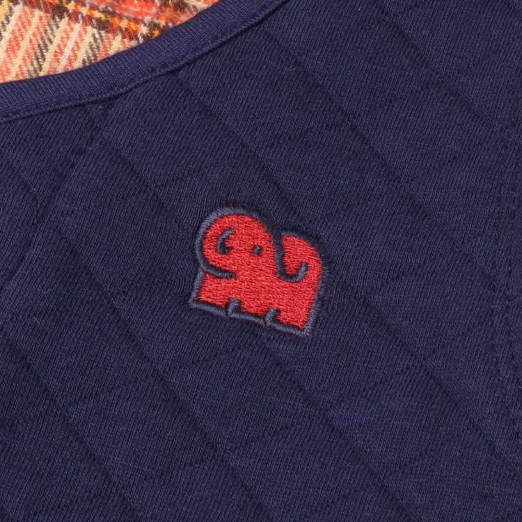 Knitted quilt vest with embroidered elephants