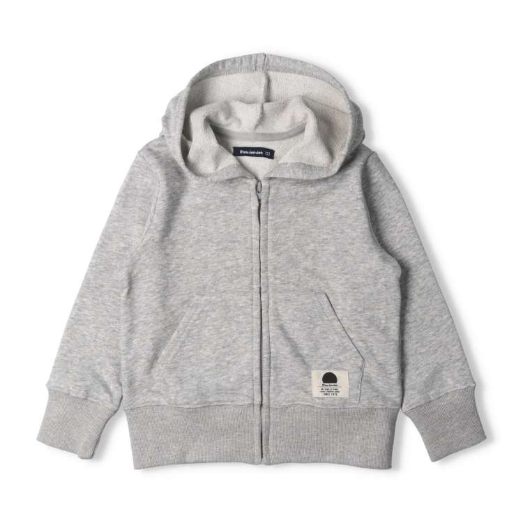 Plain fleece hooded zip-up parka