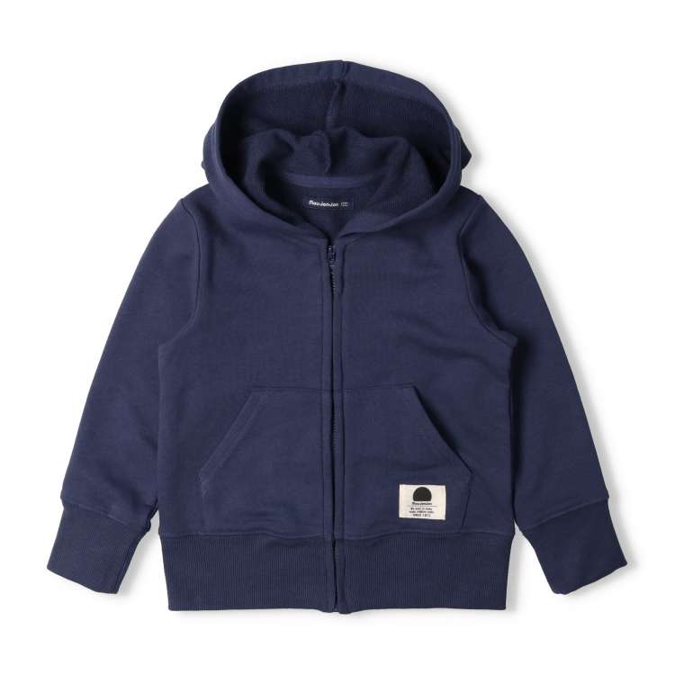 Plain fleece hooded zip-up parka