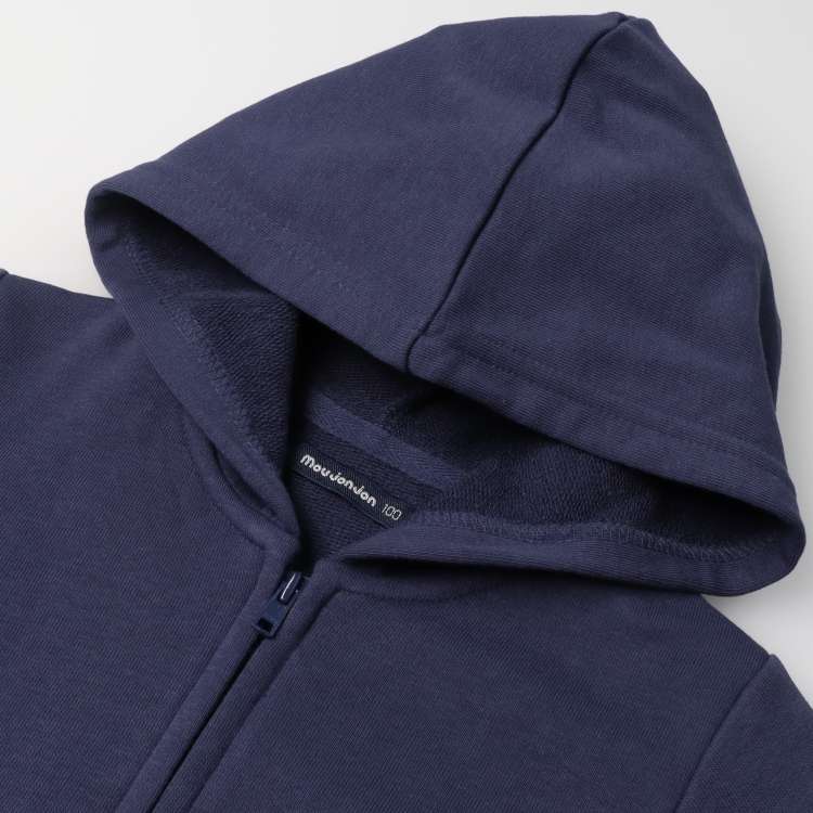 Plain fleece hooded zip-up parka