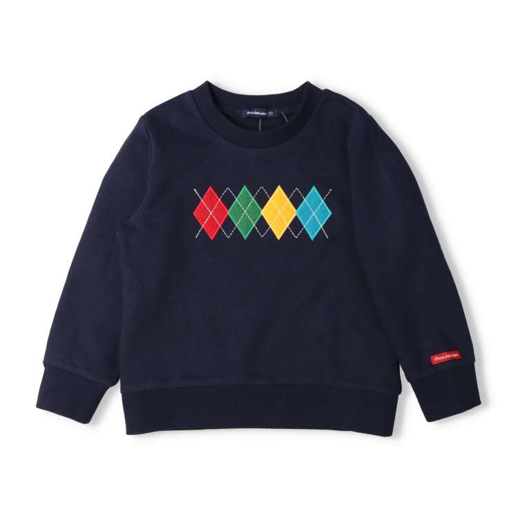 Argyle embroidered fleece sweatshirt