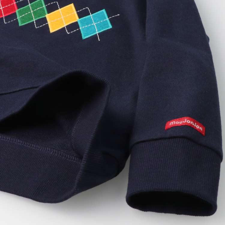 Argyle embroidered fleece sweatshirt