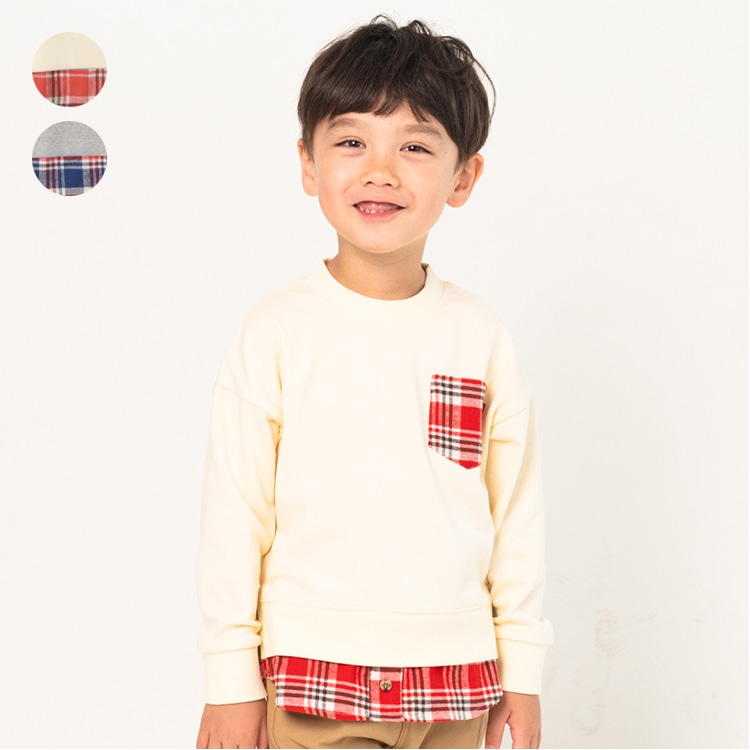 Checkered layered fleece sweatshirt