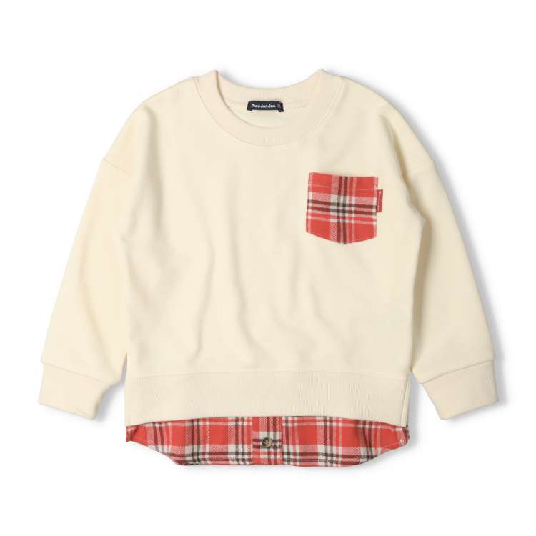 Checkered layered fleece sweatshirt