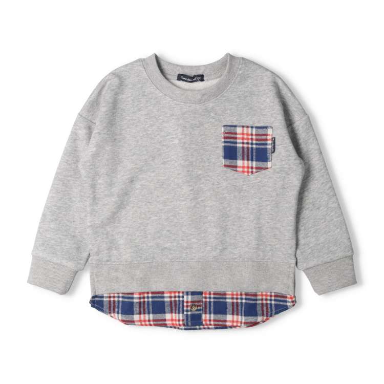 Checkered layered fleece sweatshirt