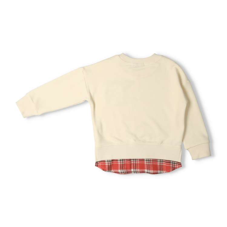 Checkered layered fleece sweatshirt