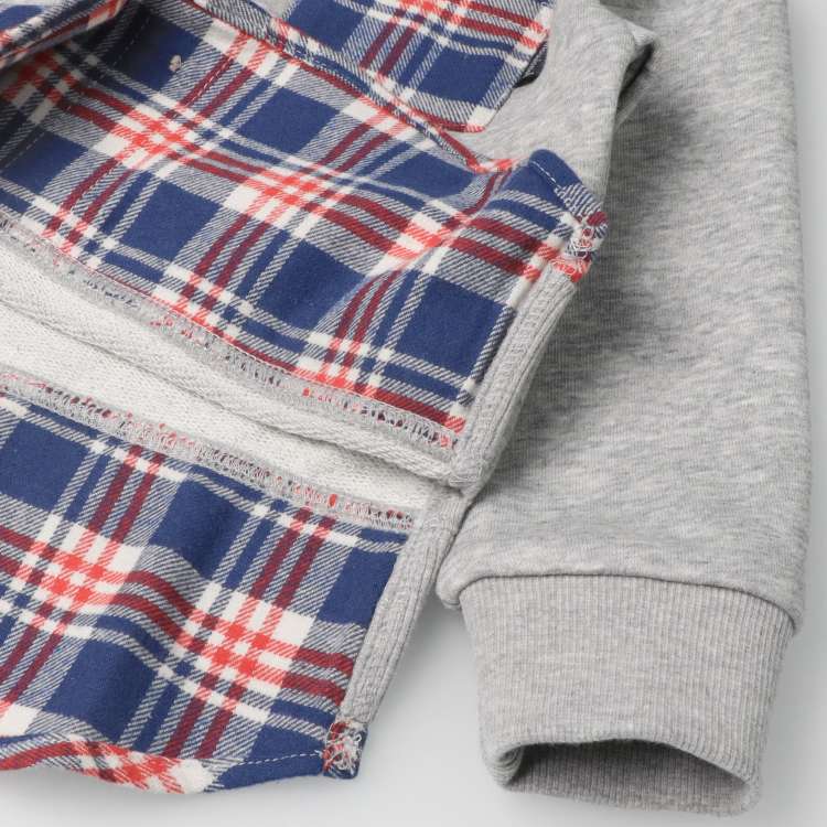 Checkered layered fleece sweatshirt