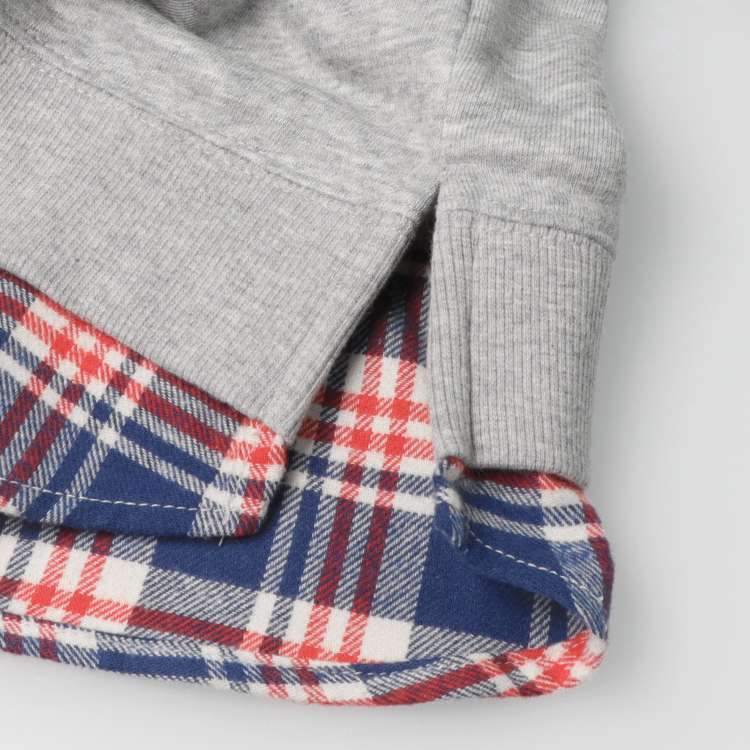 Checkered layered fleece sweatshirt