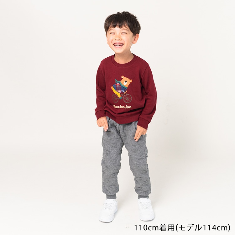 Fleece sweatshirt with bear print applique