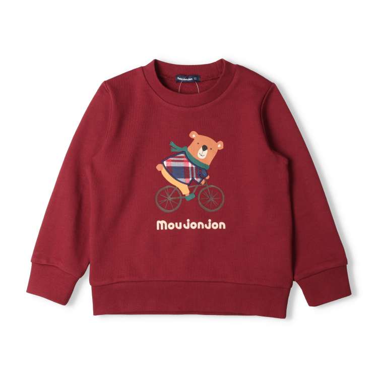 Fleece sweatshirt with bear print applique