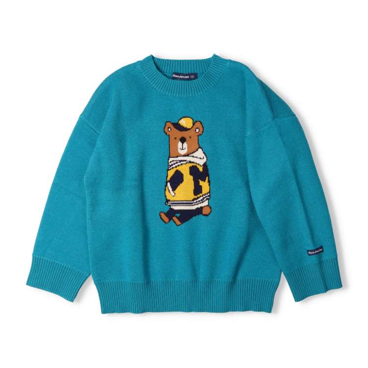 Bear-knitted washable knit sweater