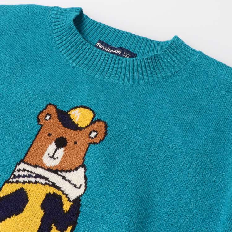 Bear-knitted washable knit sweater