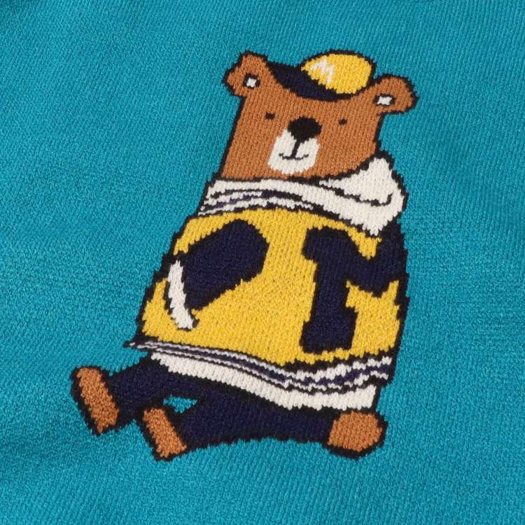 Bear-knitted washable knit sweater