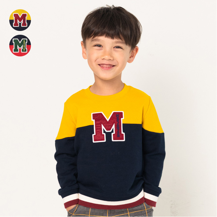 Two-tone fleece sweatshirt with logo patch