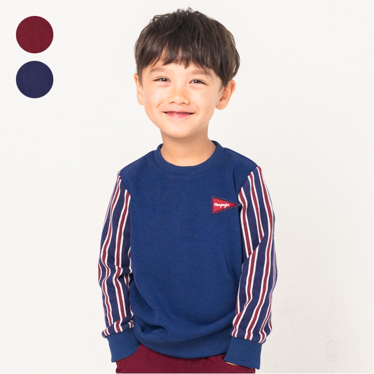 Striped sleeve sweatshirt (navy, 120cm)