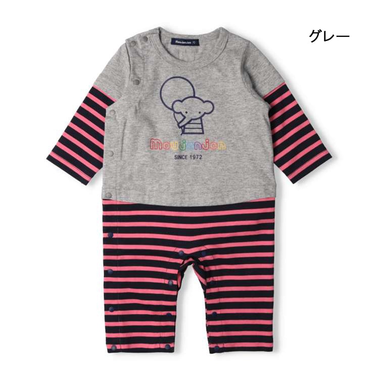 Border-switched elephant print rompers/all