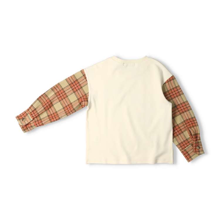 Tartan check sleeve change long sleeve T-shirt