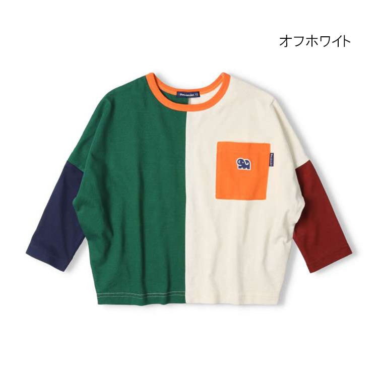 Color-switched wide long-sleeved T-shirts