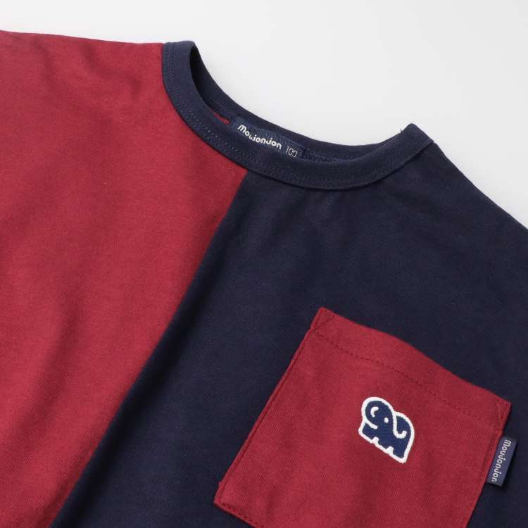 Color-switched wide long-sleeved T-shirts