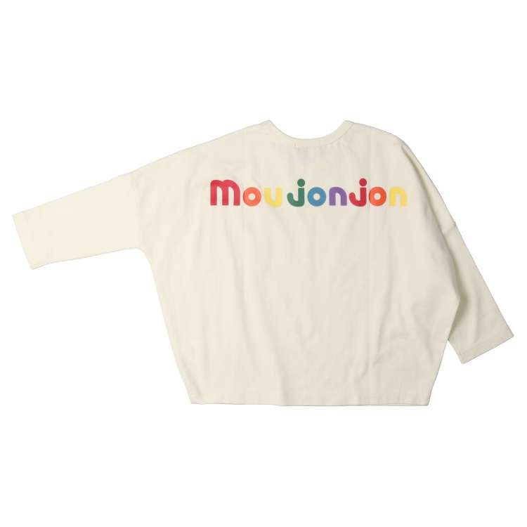 Back printed logo embroidered wide long sleeve T-shirt